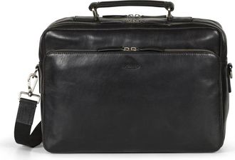 Howard London Briefcase Bag Damien - Heren - Laptoptassen - Zwart - ONE Size - Leer - Tassen