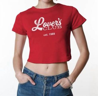 Girl Dangerous Lovers Club Baby Tee In Red