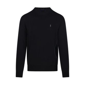 Ralph Lauren Round-neck Knitwear, male, Black, Size: XL Pima Cotton Crew Neck Sweater