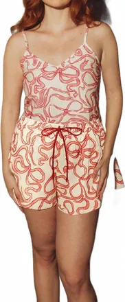 Kilo Brava Flannel Collection Cami & Short Set In Dancing Bows
