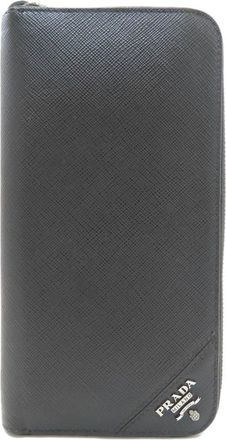 Prada Black Leather Long Wallet (Bi-Fold) (Pre-Owned)