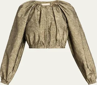 Ulla Johnson Orielle Metallic Taffeta Bomber Jacket