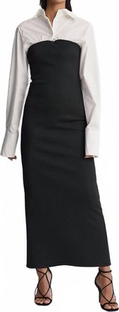 Anna Quan Austen Hybrid Shirt Jersey Maxi Dress In Swan Ebony