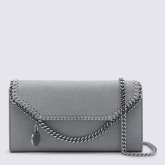 Stella McCartney Stella Mccartney Light Grey Faux Leather Continental Wallet Crossbody Bag