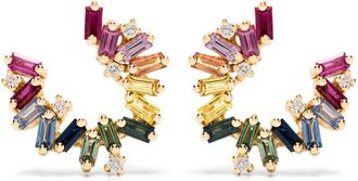 Suzanne Kalan 18K Yellow Gold Bold Burst Sapphire And Diamond Earrings - Womens - Sapphire/18kt Yellow Gold