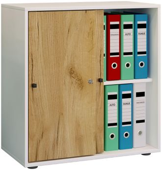 ebuy24 Armario De Oficina Vcm Con 2 Compartimentos Armario De Archivo Moderno Con Puertas Correderas Dimensiones Aprox. An. 70 X Al. 73 X T. 37 Cm - Comparti