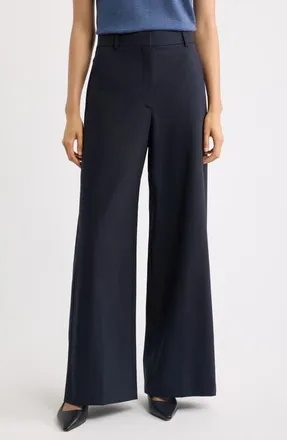 Theory Stretch Wool Wide Leg Pants in Deep Navy - G8E at Nordstrom, Size 10