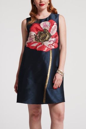 Frances Valentine Alice Shift Dress w/Sequin Flower in Navy/multi at Nordstrom, Size X-Small