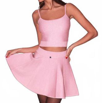 Fleur du Mal Knit Flare Mini Skirt In Pink