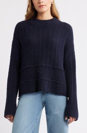 Treasure & Bond Mock Neck Alpaca & Wool Blend Sweater in Navy Still at Nordstrom Rack, Size Small