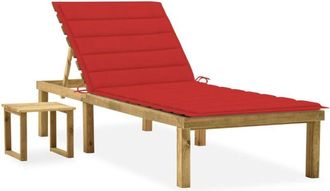 vidaXL Tumbona De Jard&iacute;n Con Mesa Y Coj&iacute;n De Madera De Pino Impregnada Vidaxl