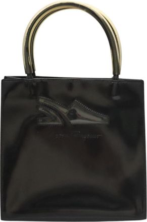 Ferragamo Vintage Patent Leather Black Patent_Leather Handbag (Pre-Owned)