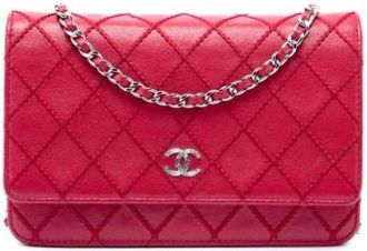 Chanel Pre-owned Wallet-on-Chain - Dames - Vintage Schoudertas - Rood - ONE Size - Leer - Vintage