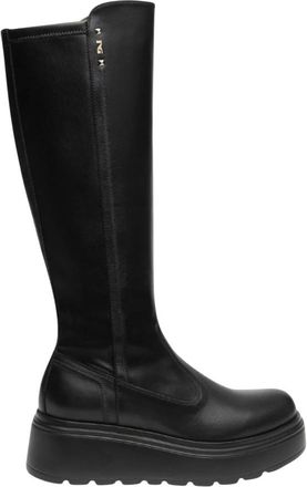 Nero Giardini Leren en Technische Stof Laarzen - Dames - Hoge Laarzen - Zwart - 36 EU - Leer - Schoenen
