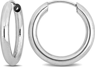 Amour 15mm Hoop Earrings in 14K White Gold