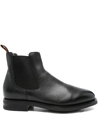 Santoni Stivali in pelle con inserti elasticizzati - Nero