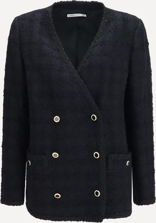 Alessandra Rich Double-breasted checked boucl&eacute; tweed Jacket Female 40