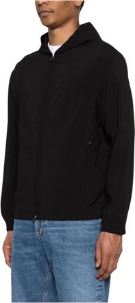 Emporio Armani Zip-throughs, male, Black, Size: 2XL Hooded Zip-up Jacket