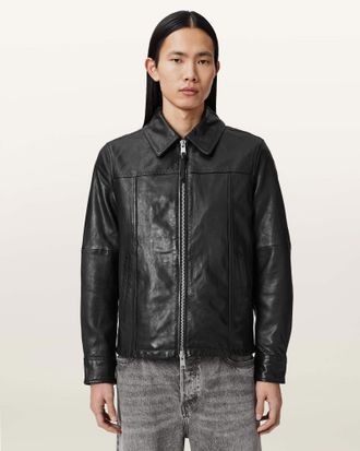 AllSaints Leather Repurpose Tailored Leather Jacket, Size: XXL