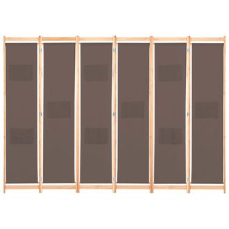 Berkfield Home 6-Panel Room Divider Brown 240x170x4 cm Fabric | Size: 240 x 170 x 4 cm