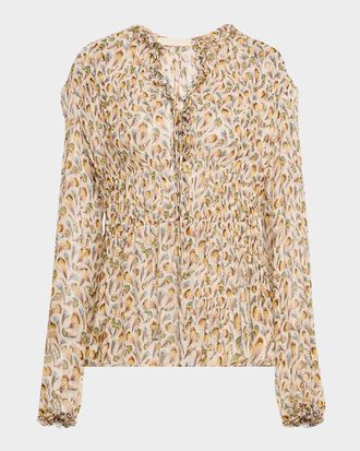 Ulla Johnson Robbie Tie-Front Silk Blouse