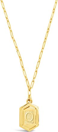 Sterling Forever Hexagon Tag Initial Necklace