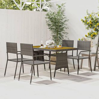 vidaXL Juego De Comedor De Jard&iacute;n 5 Piezas Rat&aacute;n Sint&eacute;tico Gris Vidaxl
