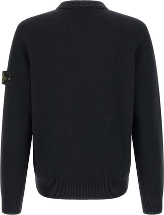 Stone Island Virgin Wool Crew Neck Sweater - Black