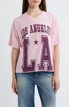 Vinyl Icons LA Graphic Football T-Shirt in Pink at Nordstrom, Size X-Small