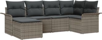 vidaXL Vidaxl - Garden Sofa Set with Cushion 6 pcs Grey Poly rattan