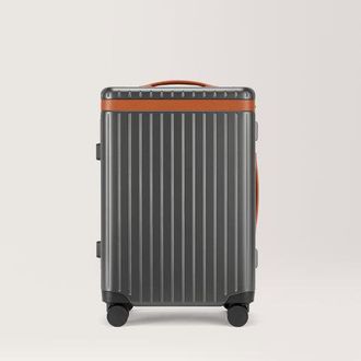 Carl Friedrik Large Carry-on Luggage - Hard case in Polycarbonate and Aluminium - Grey / Cognac
