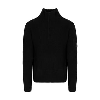 C.P. Company Lambswool Half Zip Jumper - male - C.P. Company - Turtlenecks - Black - M - Knitwear