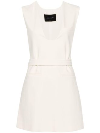 Fabiana Filippi belted-waist dress - women - Cotton/Acetate/Elastane/Silk - 44 - Neutrals