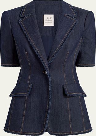 Cinq à Sept Sallie Fitted Short-Sleeve Denim Jacket