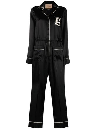 Gucci Jumpsuit met borduurwerk - Zwart