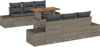 vidaXL Garden Sofa Set with Storage 7 pcs Grey Poly rattan Vidaxl