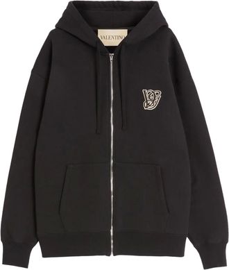 Valentino Garavani Felpa con applicazione VG e cappuccio - Nero