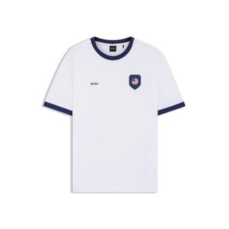 BOSS Stretch-cotton T-shirt with country flag and logo