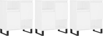 vidaXL Aparadores 3 Uds Madera Contrachapada Blanco Brillo Vidaxl