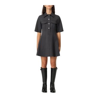 Ganni Short Dresses, female, Gray, S, Short Sleeve Mini Dress