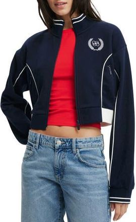 Cotton On Embroidered Crop Full Zip Jacket in Co Crest /Winter Night at Nordstrom Rack, Size Large