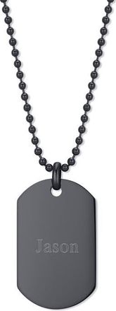 Brook & York Mens Engravable Stainless Steel Dog Tag Necklace in Black at Nordstrom