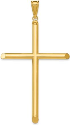 Diamond2Deal 14k Yellow Gold Polished Tube Cross Pendant