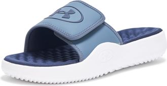 Under Armour Mens Ignite Pro 8 Slide Sandal, (044) Downpour Gray/White/Midnight Navy, 8 UK