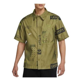 Nike Alphabet Pattern cashew Short Sleeve Shirt Green DO4024-378