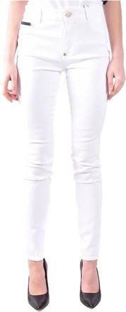Philipp Plein Sacc Wdt 2145 Pde 004N01Gd Broek - Dames - Slim Fit Broeken - Wit - W26 - Katoen - Broeken