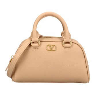 Valentino Tassen, Dames, Beige, ONE Size, Leer, VLogo Signature Mini Bowling Bag