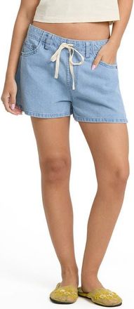 Billabong Jade Saltwashed High Waist Drawstring Denim Shorts in Sea Blue at Nordstrom, Size X-Small