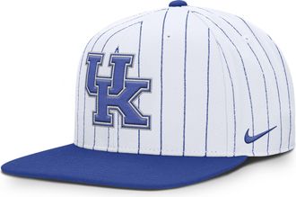 Nike Kentucky Primetime Pin Stripe 2-Tone Nike Mens Dri-FIT College Adjustable Hat in White | NC12062NNKY-5YX