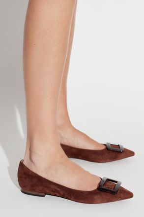 Roger Vivier Suede Ballerinas Gommettine, Womens, Brown